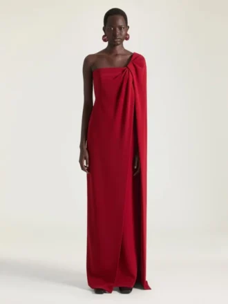 asymmetrische avondjurk in crêpe cady