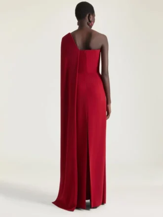 asymmetrische avondjurk in crêpe cady