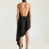 Asymmetrische halterjurk van wol