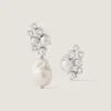 Asymmetrische oorbellen met kristallen en parels Asymmetrische oorbellen met kristallen en parels