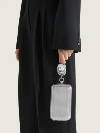 Avondclutch van metaal met kristallen sieraad