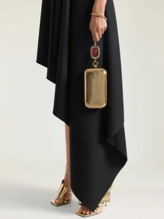 Avondclutch van metaal met kristallen sieraad
