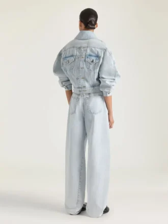 Back-to-front cocoonjas in lichtblauw denim