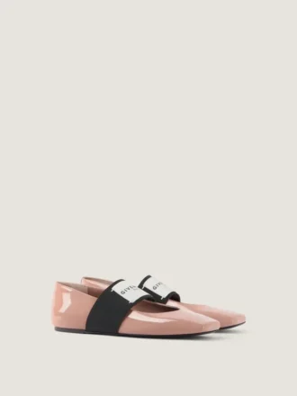 Ballerina’s met vierkante neus van lakleer