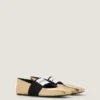 Ballerina’s met vierkante neus van leer met spiegeleffect Ballerina’s met vierkante neus van leer met spiegeleffect