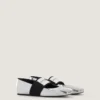Ballerina’s met vierkante neus van leer met spiegeleffect Ballerina’s met vierkante neus van leer met spiegeleffect
