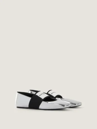 Ballerina’s met vierkante neus van leer met spiegeleffect