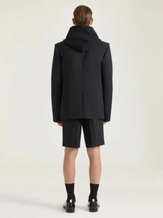 Bermudashort met dubbele plooien van wol