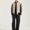 Blouson van gemengde materialen met Givenchy Paris-borduursel Blouson van gemengde materialen met Givenchy Paris-borduursel