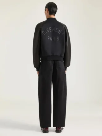 Blouson van gemengde materialen met Givenchy Paris-borduursel