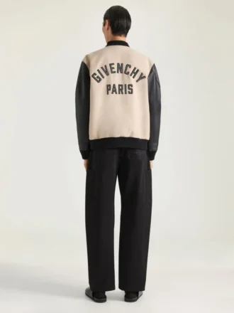Blouson van gemengde materialen met Givenchy Paris-borduursel