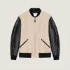 Blouson van gemengde materialen met Givenchy Paris-borduursel Blouson van gemengde materialen met Givenchy Paris-borduursel
