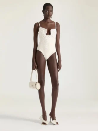 Bodysuit met uitsnijdingen in gebreid materiaal met geborduurde parels