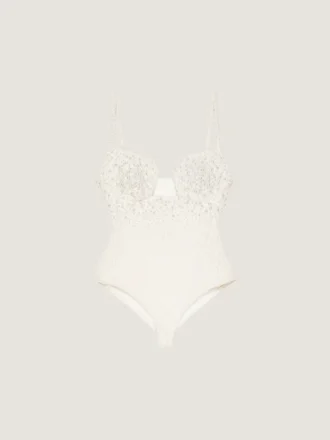 Bodysuit met uitsnijdingen in gebreid materiaal met geborduurde parels
