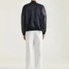 Bomberjack van leer en satijn met Givenchy Paris-borduursel Bomberjack van leer en satijn met Givenchy Paris-borduursel