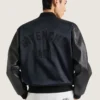 Bomberjack van leer en satijn met Givenchy Paris-borduursel Bomberjack van leer en satijn met Givenchy Paris-borduursel