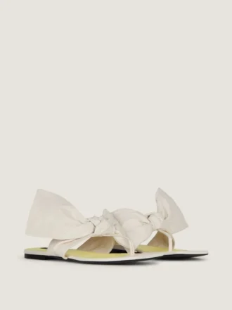 Boudoir-teenslippers van nappaleer met strik