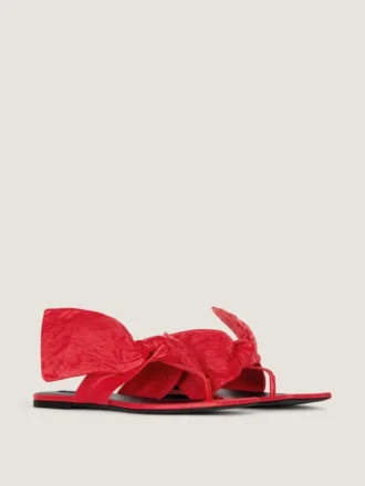 Boudoir-teenslippers van nappaleer met strik