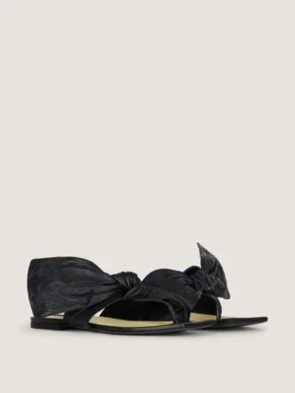 Boudoir-teenslippers van nappaleer met strik