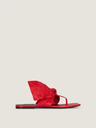 Boudoir-teenslippers van nappaleer met strik