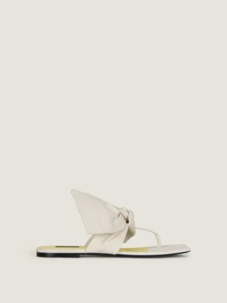 Boudoir-teenslippers van nappaleer met strik