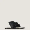 Boudoir-teenslippers van nappaleer met strik