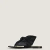 Boudoir-teenslippers van nappaleer met strik