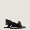 Boudoir-teenslippers van nappaleer met strik