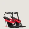Boudoir tweekleurige teenslippers met hak van nappaleer