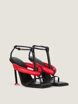 Boudoir tweekleurige teenslippers met hak van nappaleer
