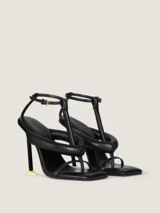 Boudoir tweekleurige teenslippers met hak van nappaleer