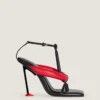 Boudoir tweekleurige teenslippers met hak van nappaleer
