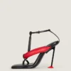 Boudoir tweekleurige teenslippers met hak van nappaleer