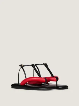Boudoir tweekleurige teenslippers van nappaleer