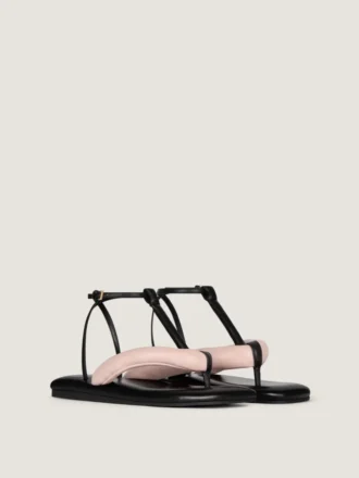Boudoir tweekleurige teenslippers van nappaleer
