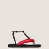 Boudoir tweekleurige teenslippers van nappaleer Boudoir tweekleurige teenslippers van nappaleer