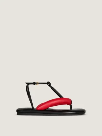 Boudoir tweekleurige teenslippers van nappaleer