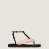 Boudoir tweekleurige teenslippers van nappaleer