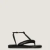 Boudoir tweekleurige teenslippers van nappaleer