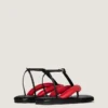 Boudoir tweekleurige teenslippers van nappaleer Boudoir tweekleurige teenslippers van nappaleer