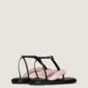 Boudoir tweekleurige teenslippers van nappaleer