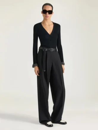 Broek met dubbele plooien van wol en mohair