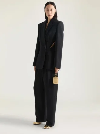 Broek met split en dubbele plooi van wol