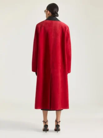 Car coat van suède met leren kraag