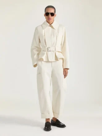 Cocoon cropped cargobroek van katoen en wol