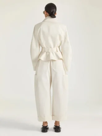Cocoon cropped cargobroek van katoen en wol