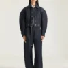 Cocoon-jasje met omgekeerde voorkant van ruwe denim Cocoon-jasje met omgekeerde voorkant van ruwe denim