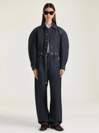 Cocoon-jasje met omgekeerde voorkant van ruwe denim