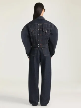 Cocoon-jasje met omgekeerde voorkant van ruwe denim