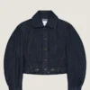 Cocoon-jasje met omgekeerde voorkant van ruwe denim Cocoon-jasje met omgekeerde voorkant van ruwe denim